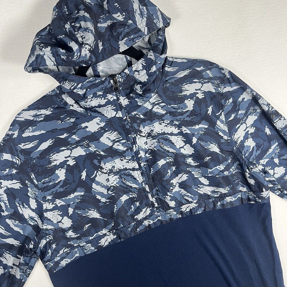Under Armour Men's Medium Half Zip Hoodie Blue Tiger Camo Sportstyle Fitted M